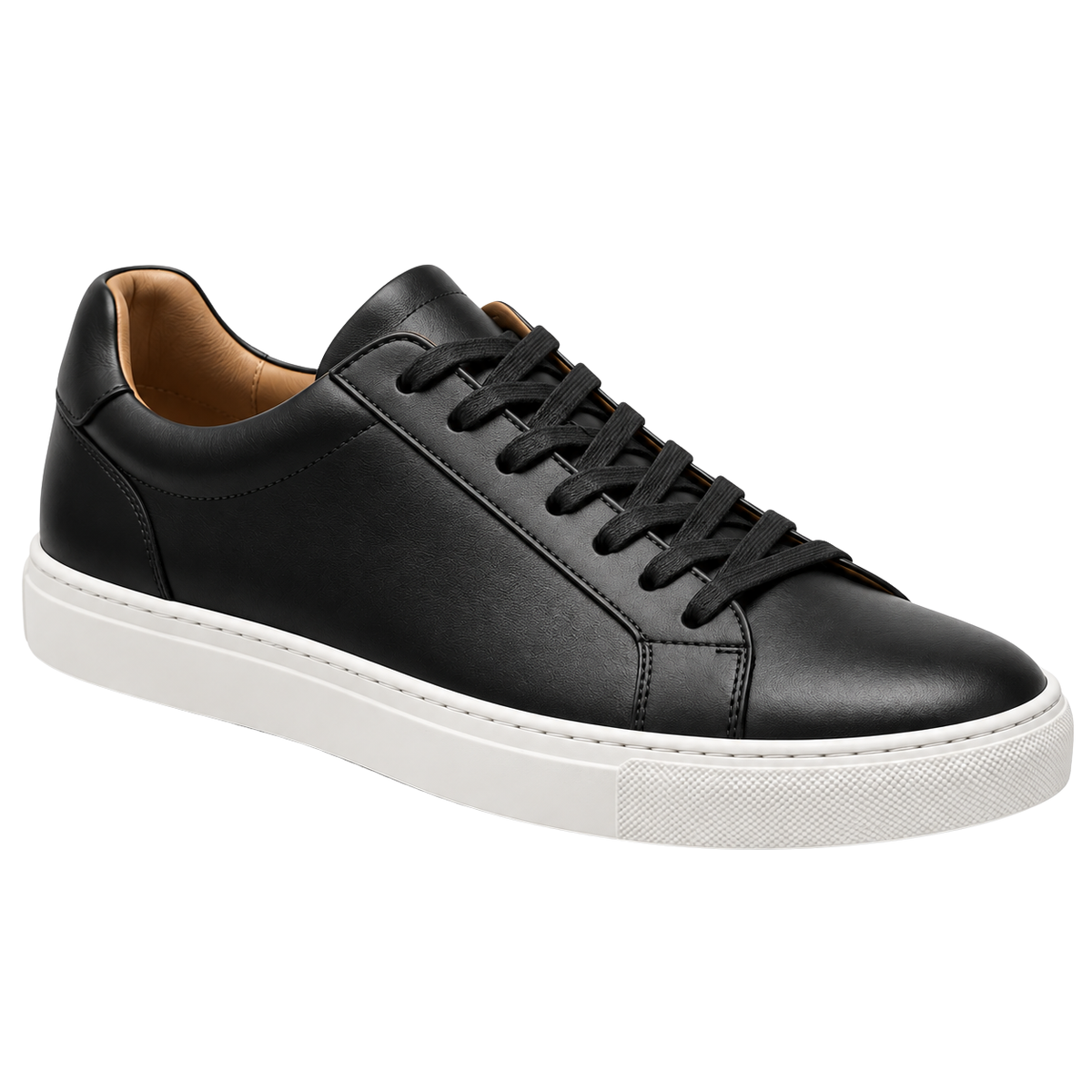 Premium Minimalist Leather Trainers – Classic Black | QUENSLAUREN